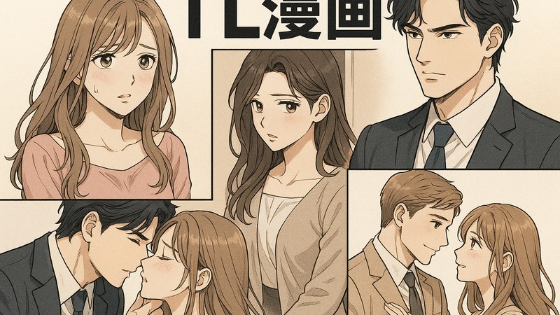 tl漫画首页主视觉，男女主角在光影交错的分镜中相视